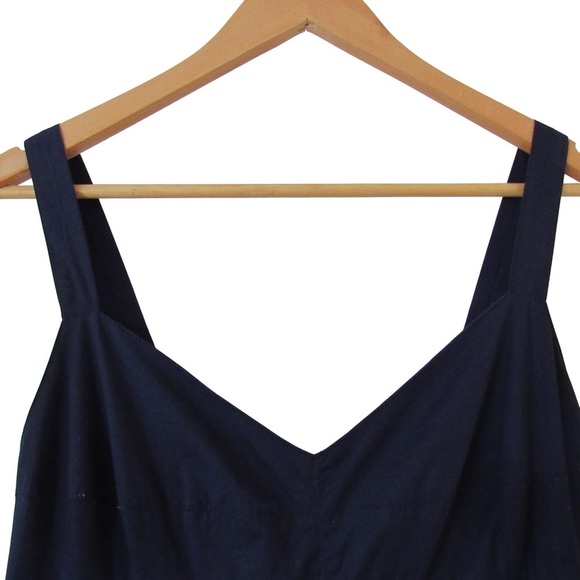 Jason Wu Open Back Poplin Midi Dress Large Navy Blue Sleeveless Minimalist - Picture 3 of 9